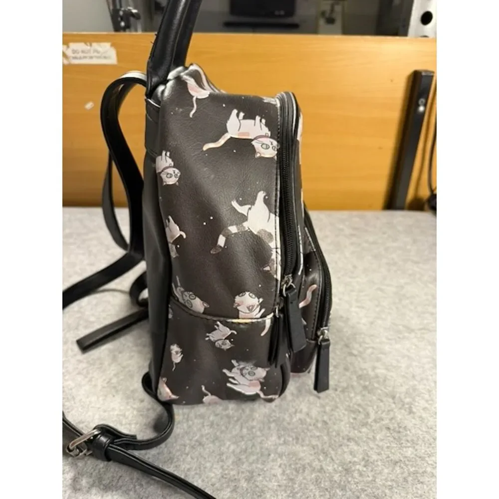Rick and Morty Snowball Cat Mini Backpack Black Faux Leather Licensed Bag